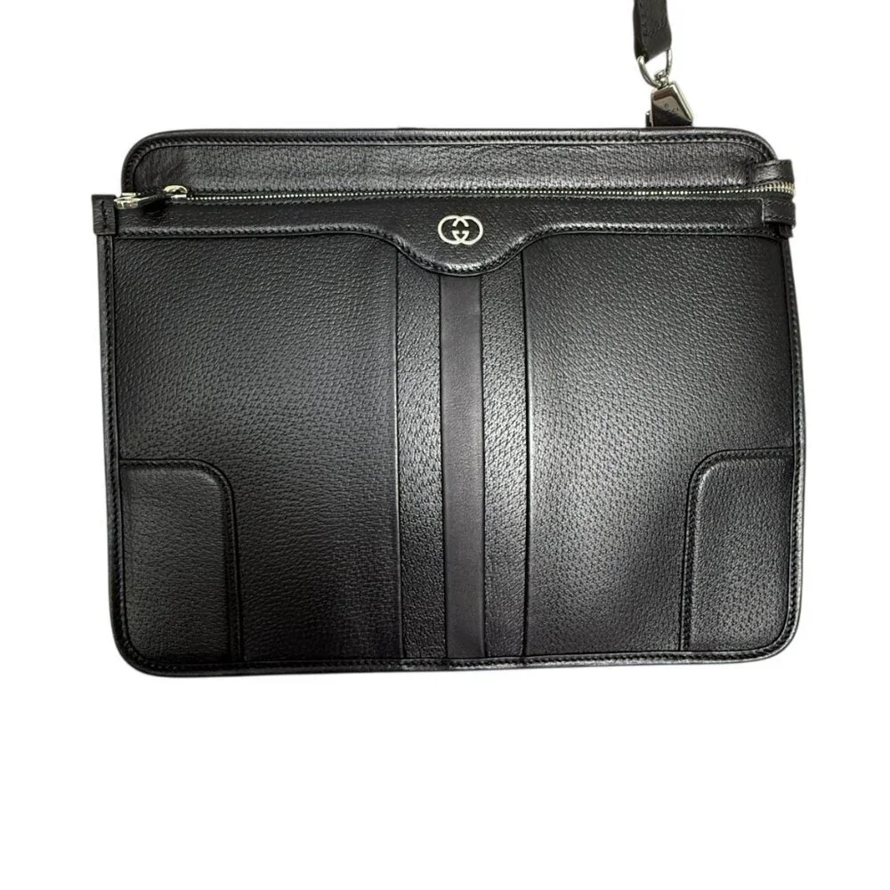 Gucci 735111 Black Saffiano Leather Shoulder Bag Messenger, Unisex, Luxury - Picture 5 of 16